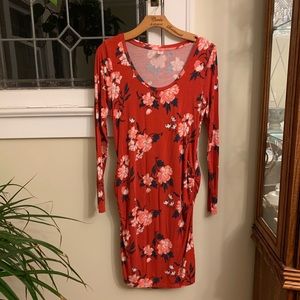 Red floral maternity dress